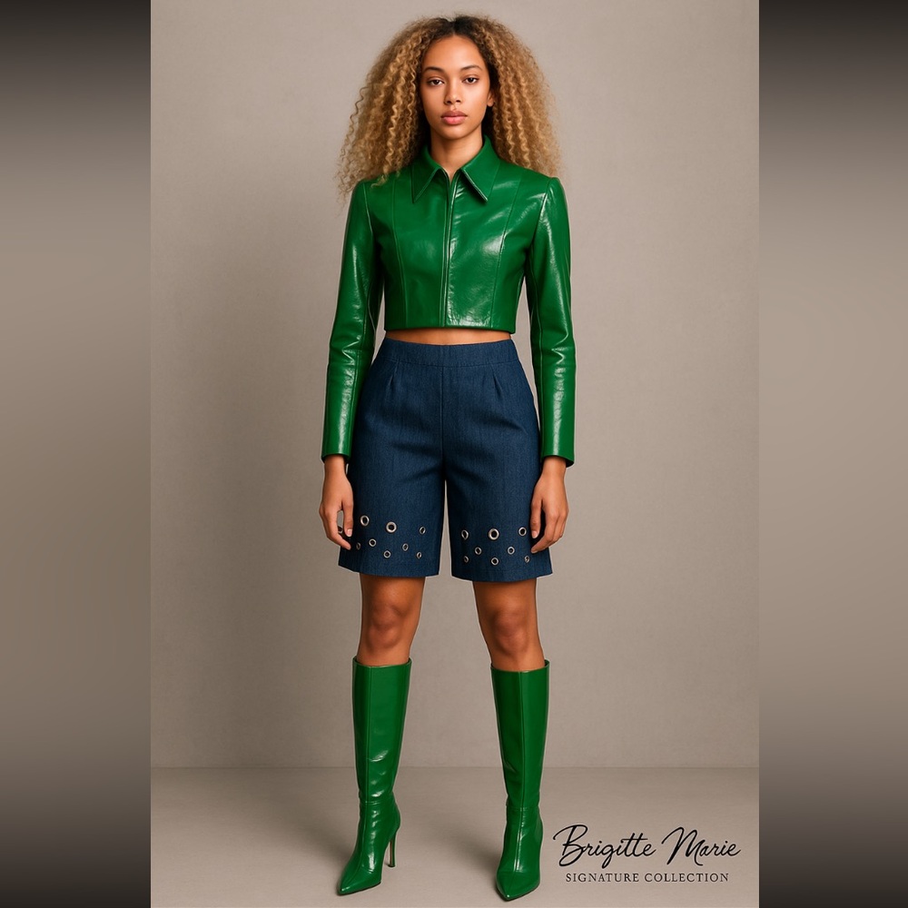 Stylish Denim Shorts With Grommets